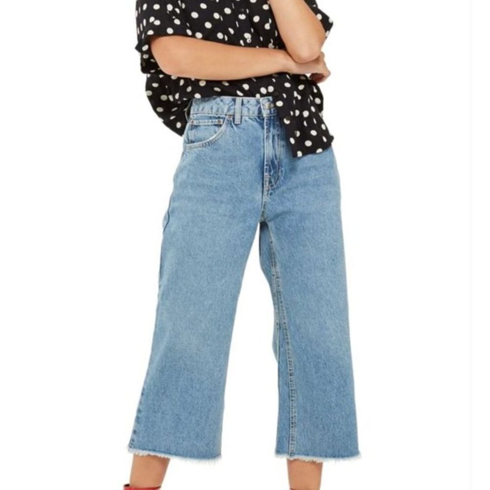 Topshop Moto High Rise Wide Leg Jeans Size 28